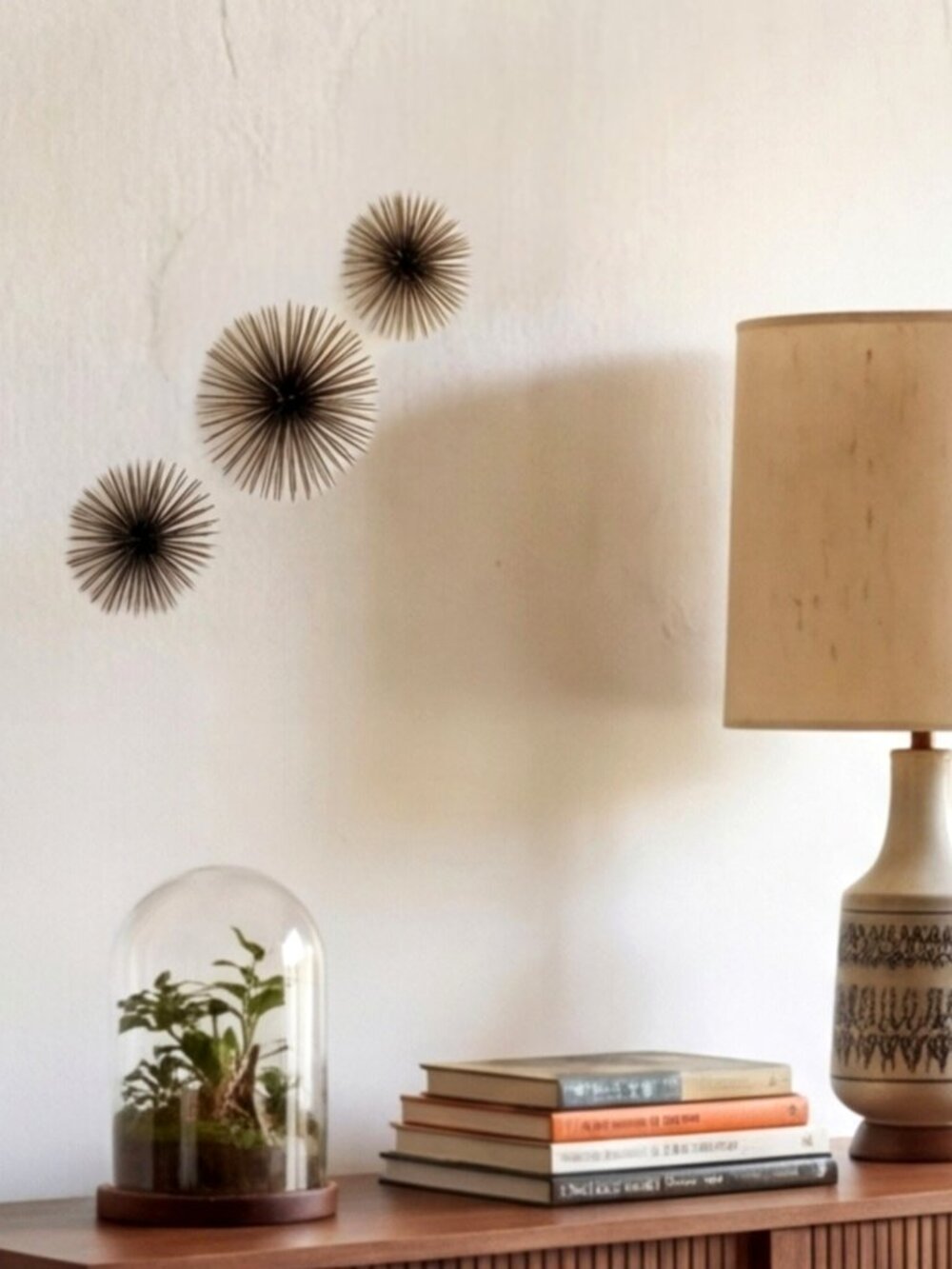 Set of 3 MCM Curtis Jere Style Metal Atomic Starburst Urchin Wall Art Black/Gold